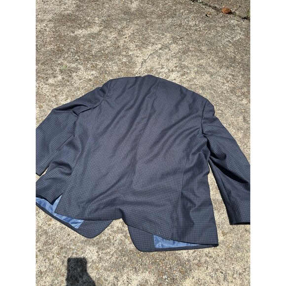 Oak Hill Mens Blazer Suit Jacket Blue Plaid Wool 4XLT 58R/60R - Picture 6 of 6